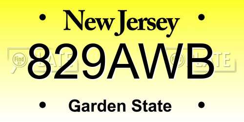 829AWB New Jersey License Plate
