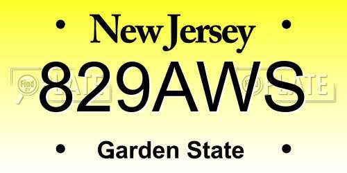 829AWS New Jersey License Plate