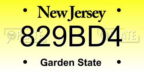 829BD4 New Jersey License Plate