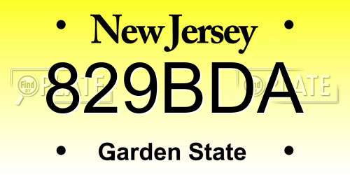 829BDA New Jersey License Plate