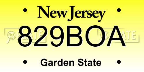 829BOA New Jersey License Plate