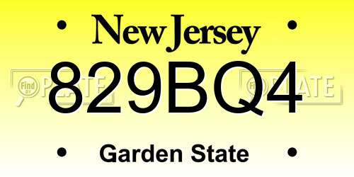 829BQ4 New Jersey License Plate
