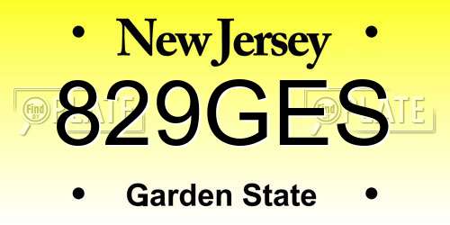 829GES New Jersey License Plate