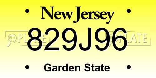 829J96 New Jersey License Plate
