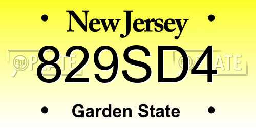 829SD4 New Jersey License Plate
