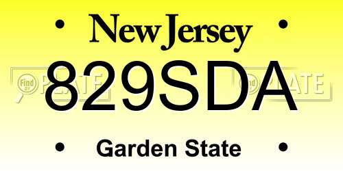 829SDA New Jersey License Plate