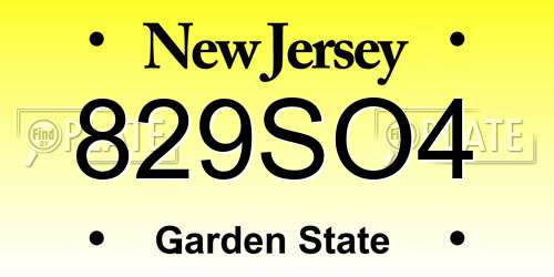 829SO4 New Jersey License Plate
