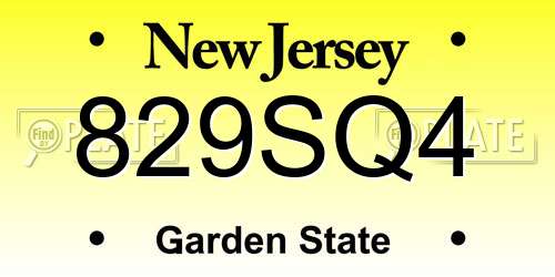 829SQ4 New Jersey License Plate