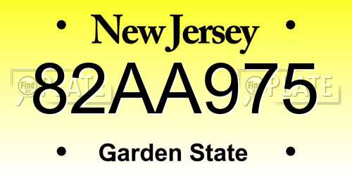 82AA975 New Jersey License Plate