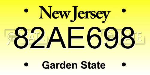 82AE698 New Jersey License Plate