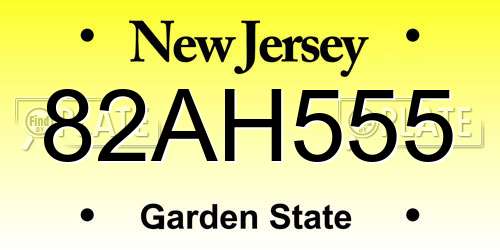 82AH555 New Jersey License Plate