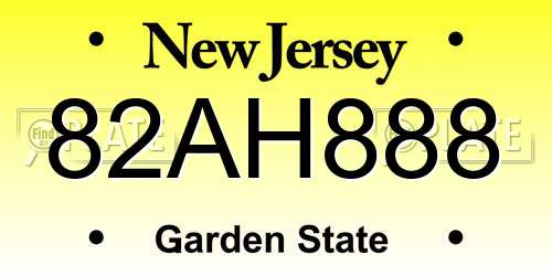 82AH888 New Jersey License Plate