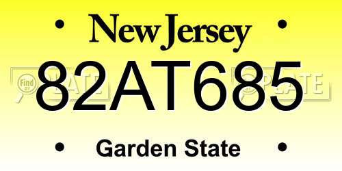 82AT685 New Jersey License Plate