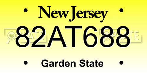 82AT688 New Jersey License Plate