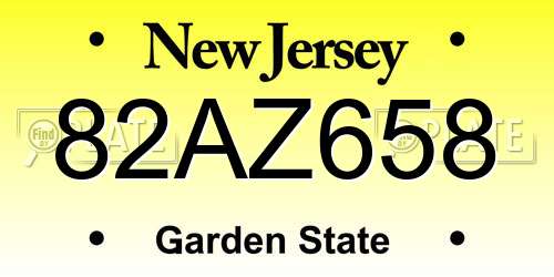 82AZ658 New Jersey License Plate