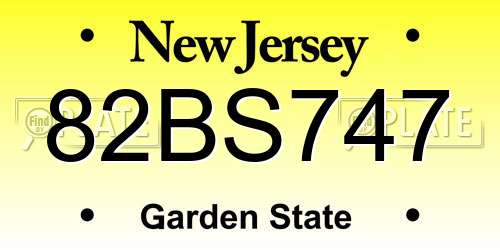 82BS747 New Jersey License Plate