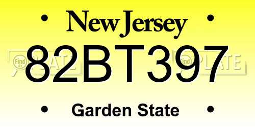82BT397 New Jersey License Plate