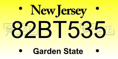 82BT535 New Jersey License Plate