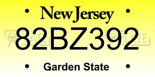 82BZ392 New Jersey License Plate
