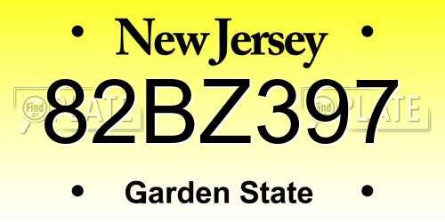 82BZ397 New Jersey License Plate