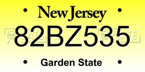 82BZ535 New Jersey License Plate