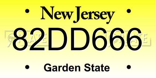 82DD666 New Jersey License Plate