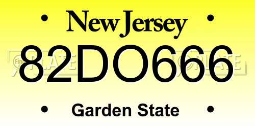 82DO666 New Jersey License Plate