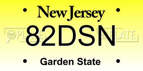 82DSN New Jersey License Plate