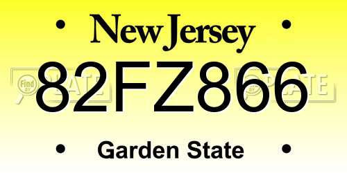 82FZ866 New Jersey License Plate