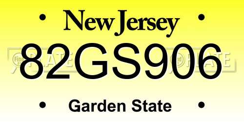 82GS906 New Jersey License Plate