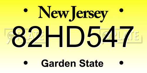 82HD547 New Jersey License Plate