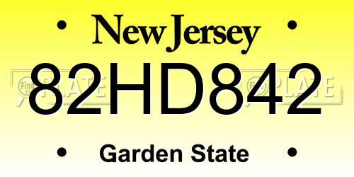 82HD842 New Jersey License Plate