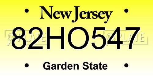 82HO547 New Jersey License Plate