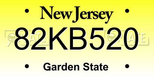 82KB520 New Jersey License Plate