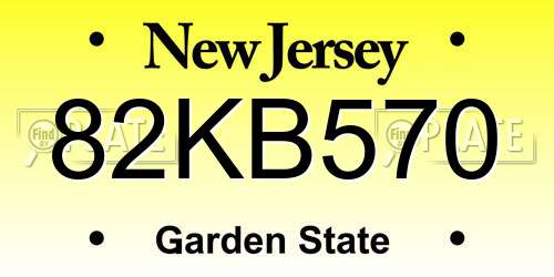 82KB570 New Jersey License Plate