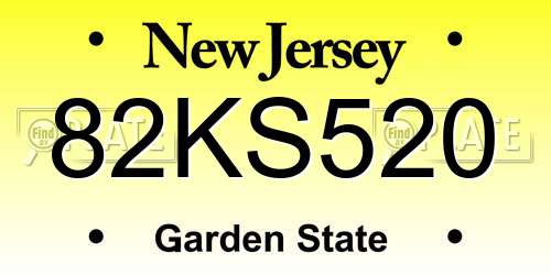 82KS520 New Jersey License Plate
