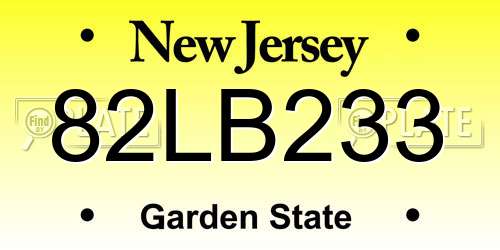 82LB233 New Jersey License Plate