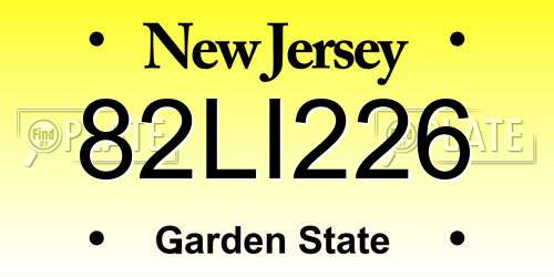 82LI226 New Jersey License Plate
