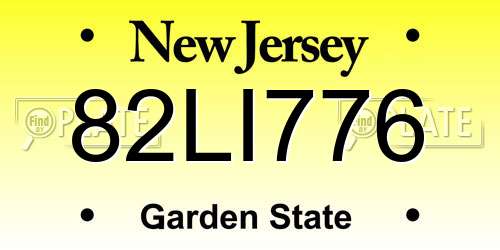 82LI776 New Jersey License Plate