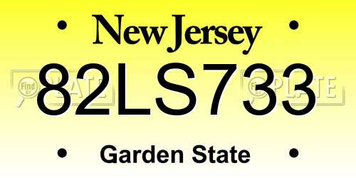 82LS733 New Jersey License Plate