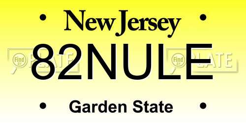 82NULE New Jersey License Plate