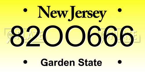 82OO666 New Jersey License Plate
