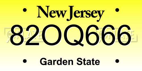 82OQ666 New Jersey License Plate