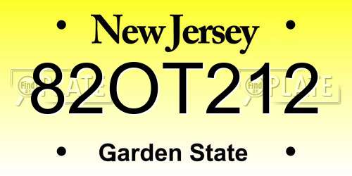 82OT212 New Jersey License Plate