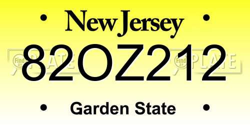 82OZ212 New Jersey License Plate
