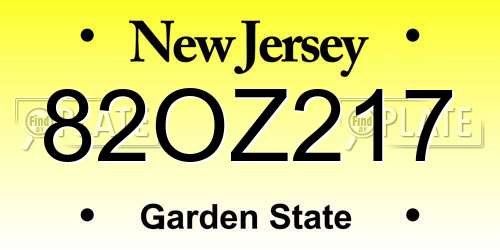 82OZ217 New Jersey License Plate