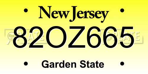 82OZ665 New Jersey License Plate
