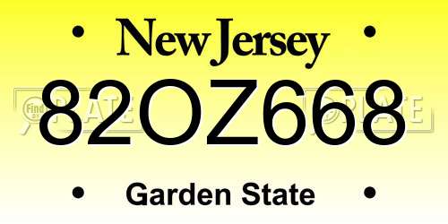 82OZ668 New Jersey License Plate