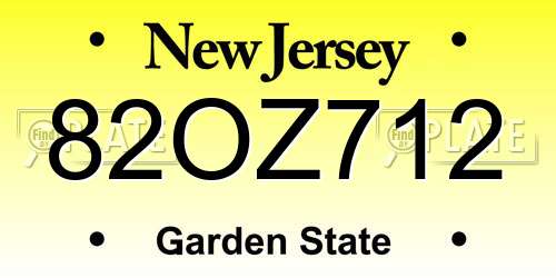 82OZ712 New Jersey License Plate