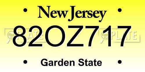 82OZ717 New Jersey License Plate